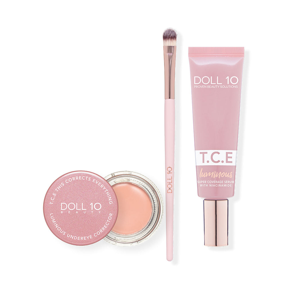TCE Luminous duo with brush - foundation, undereye color corrector and precision concealer brush