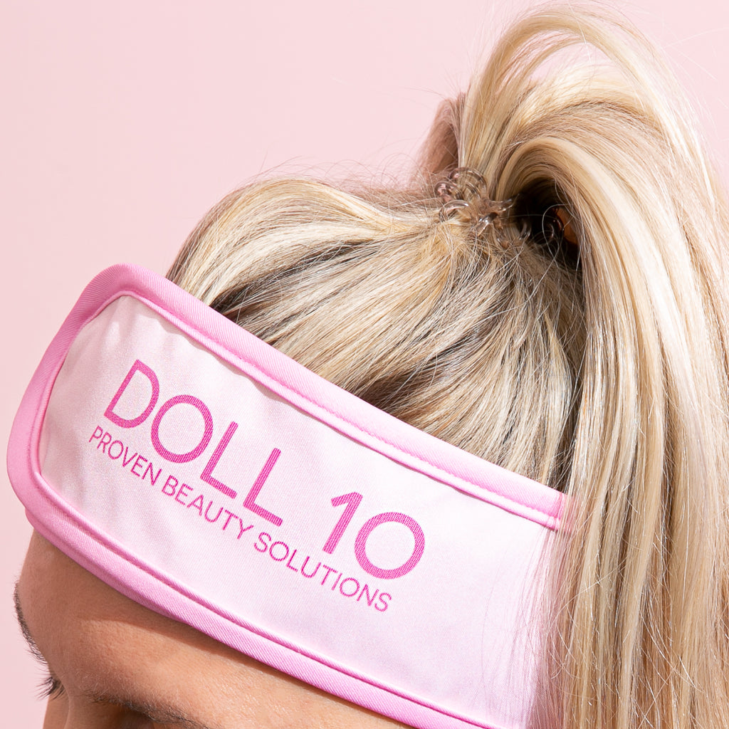 doll10 spa wrap headband with velcro closure and doll10 logo