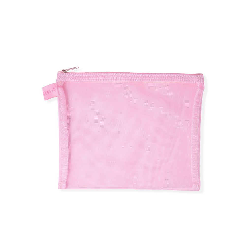 mesh cosmetic bag with zip closure 