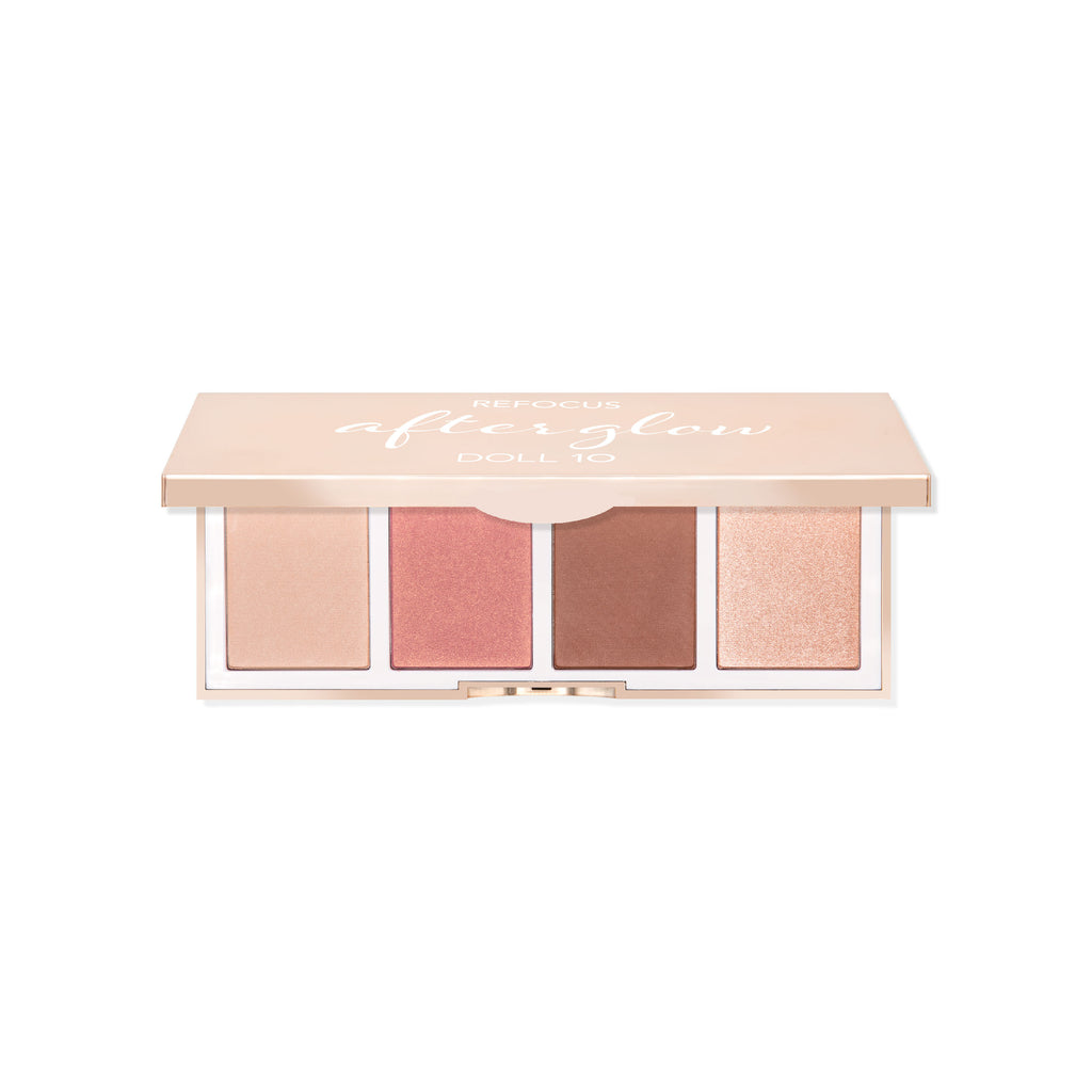 afterglow face palette in rose gold component - finishing powder, blush, bronzer and highlighter 