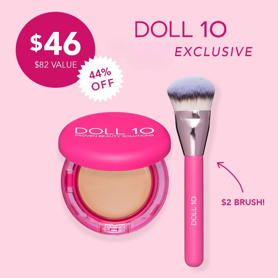 Peptide Bounce Balm Foundation with Brush – Doll 10 Beauty