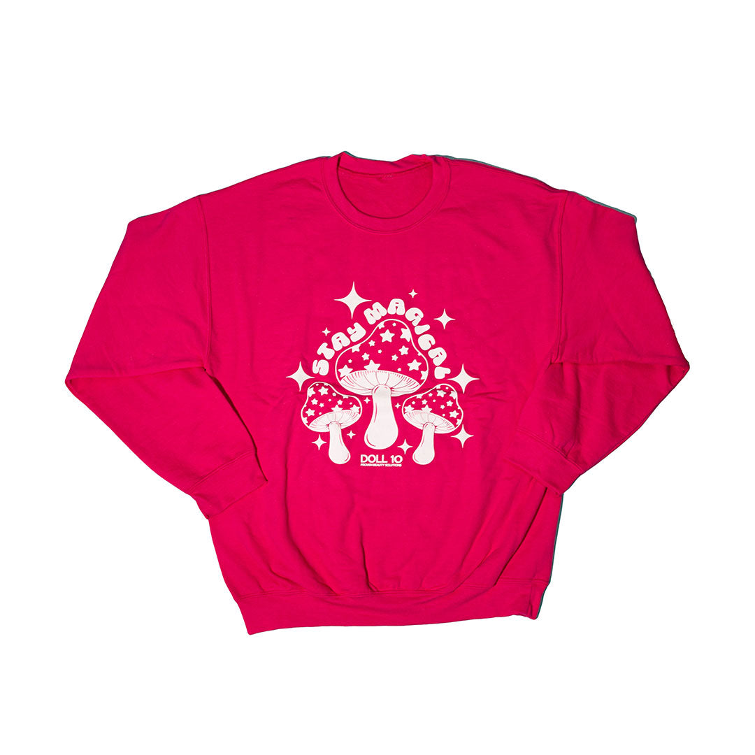 Hot Pink Stay Magical Mushroom Crew Neck Sweatshirt – Doll 10 Beauty
