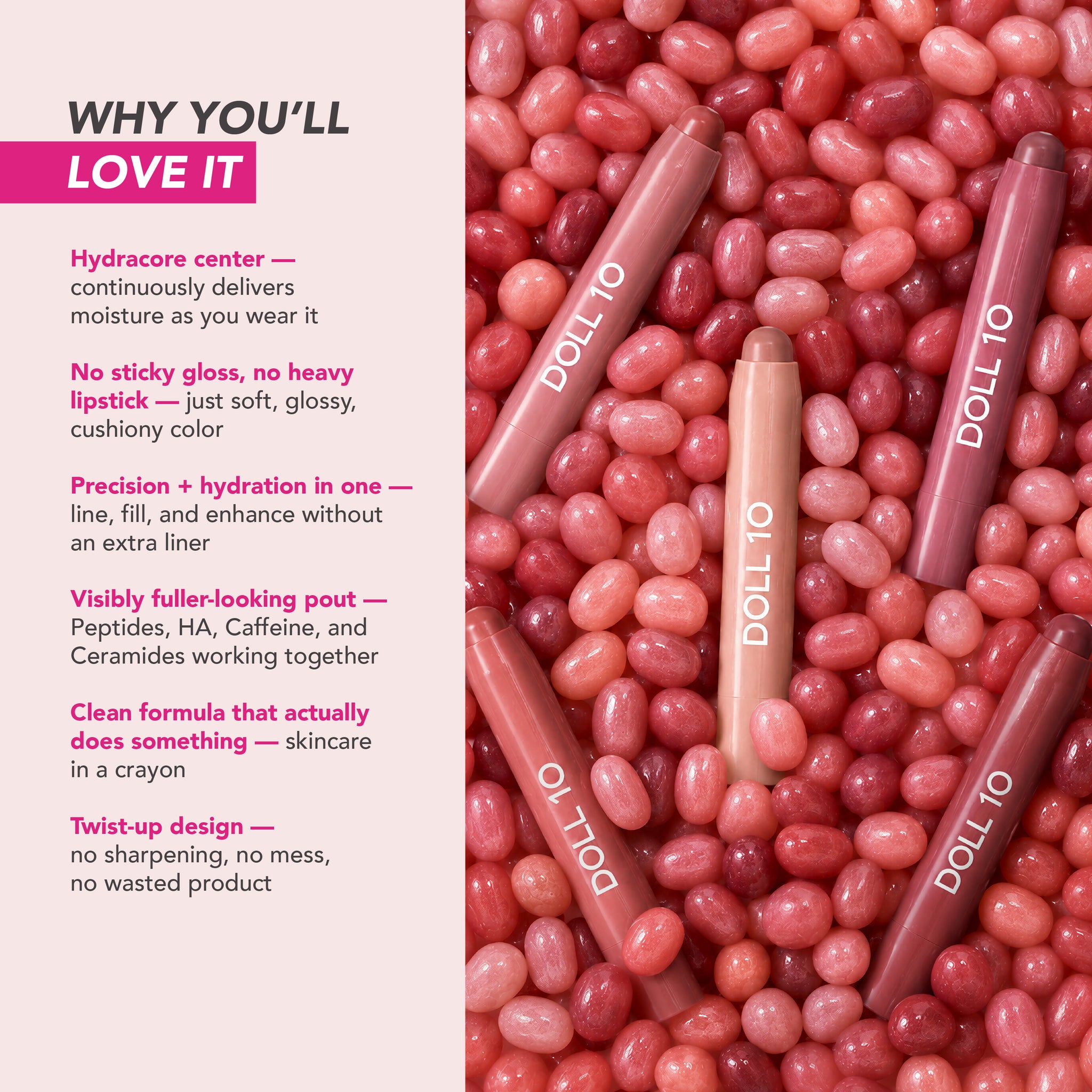 Candy Crush Plumping Lip Collection 5 Pc Hydracore Crayons – Doll