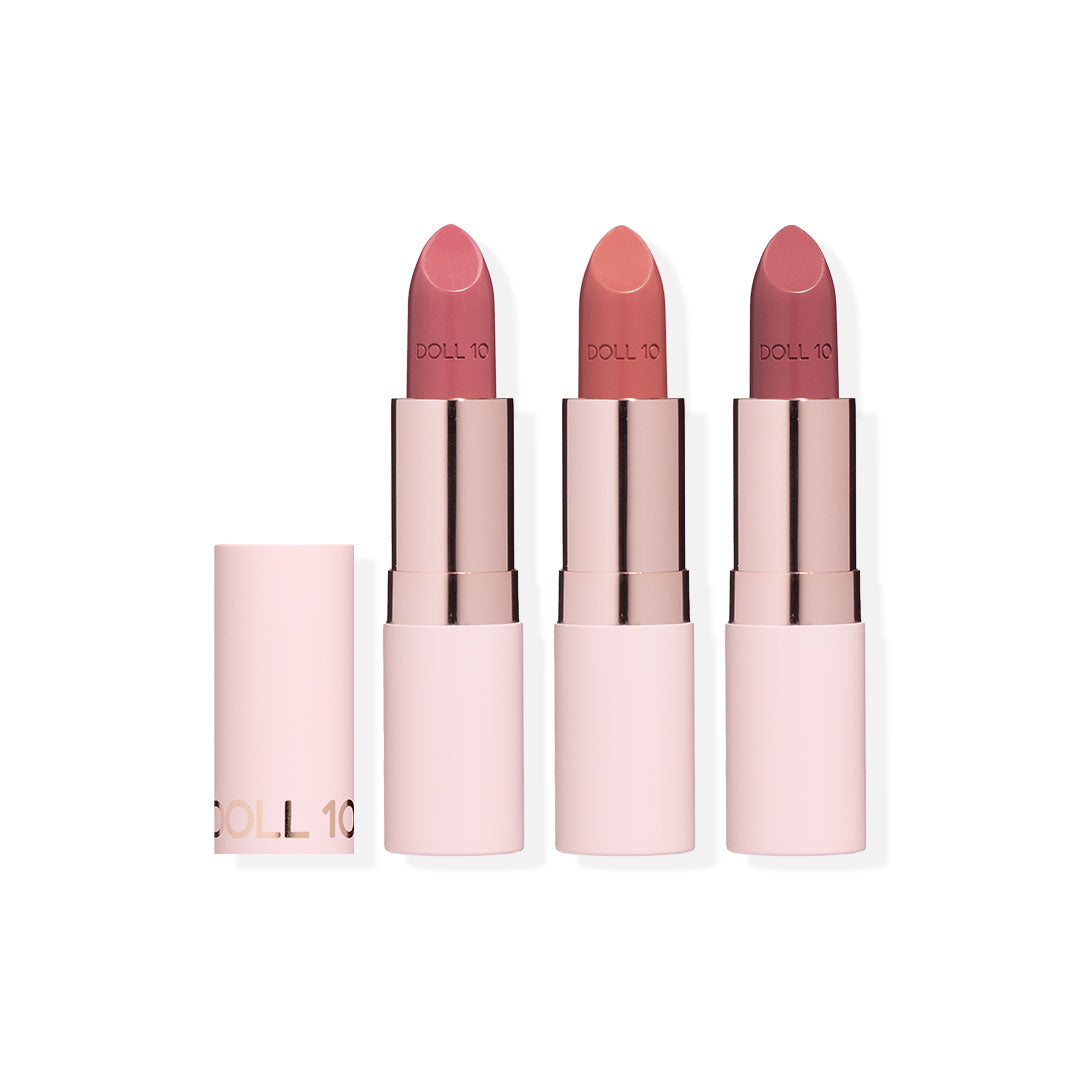Give 'Em Lip Peptide Plumping Lipstick Trio – Doll 10 Beauty