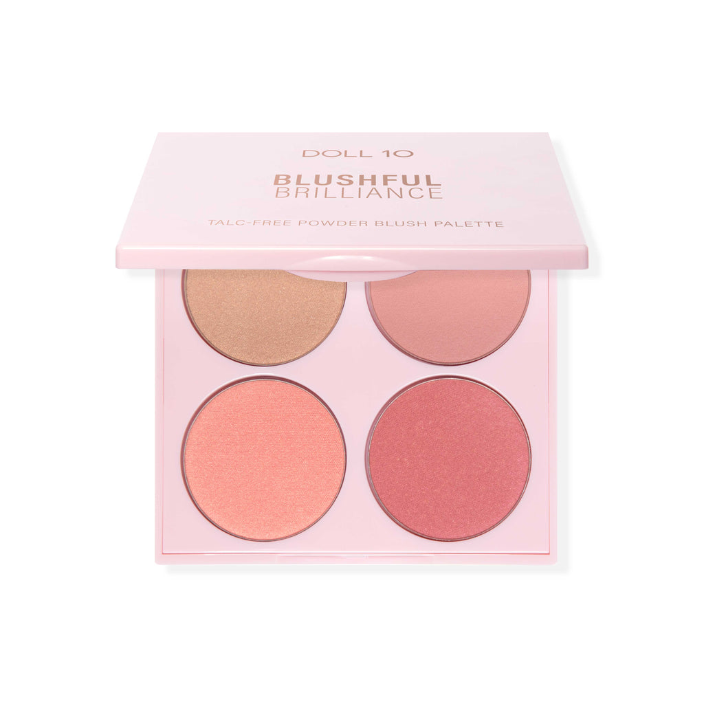 Blush palette featuring 3 blush colors and one bronze highlighter