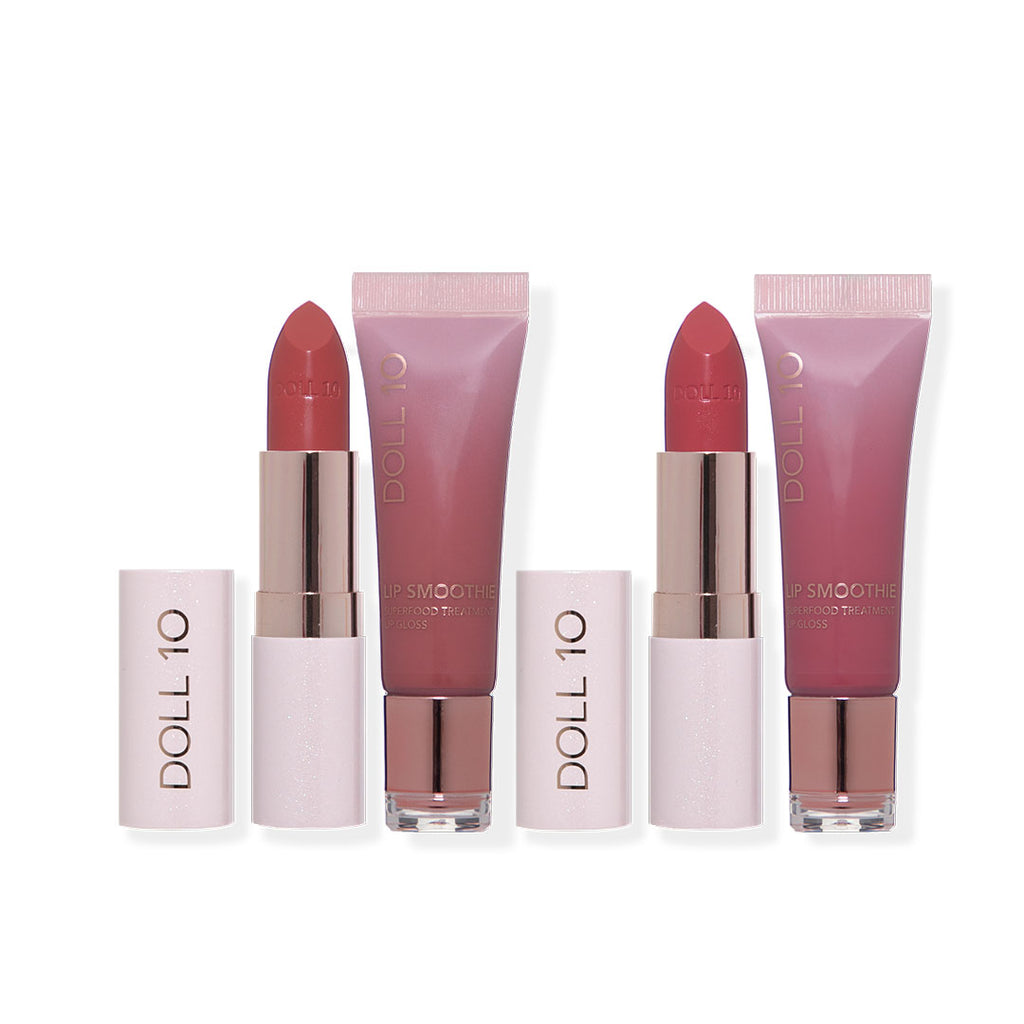 quench and restore lip smoothie quad featuring two lipsticks and two lip glosses