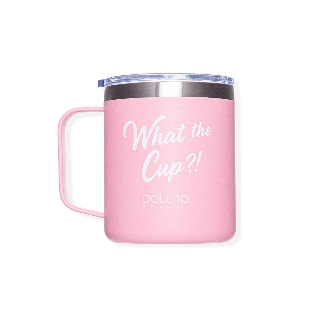 pink insulated mug with lid